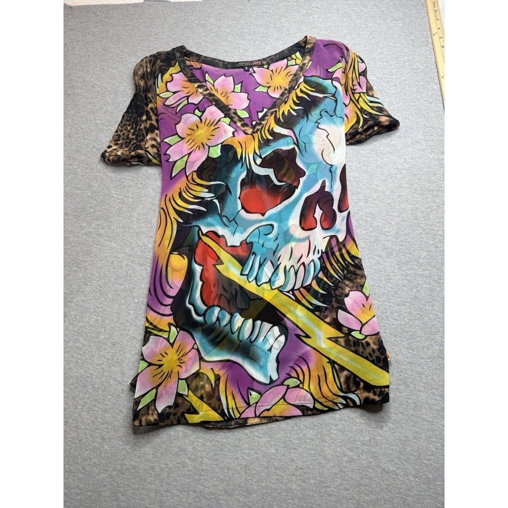 Ed Hardy Sheer Top, Bathing Suit‎ Coverup Sz S Y2k